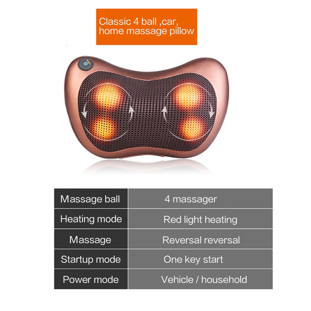 Cervical Body Massage Pillow with Deep-Kneading Heated Massage Nodes (PD)